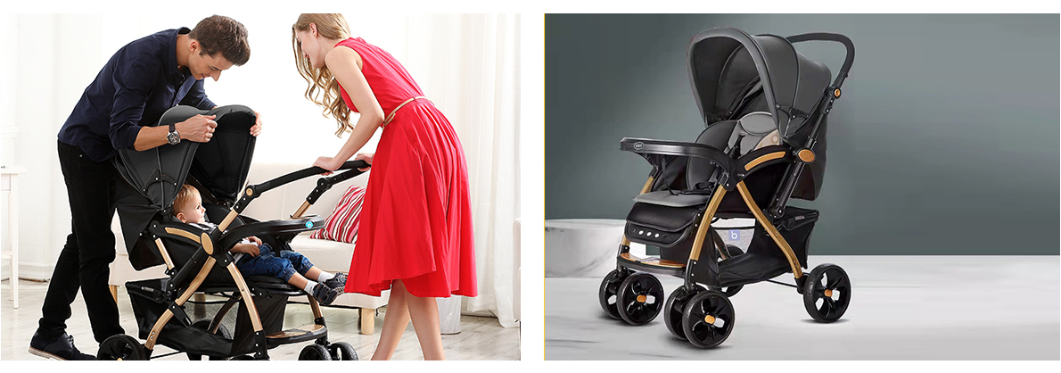 Large space two-way push large storage bottom basket travel stroller baobaohao C8